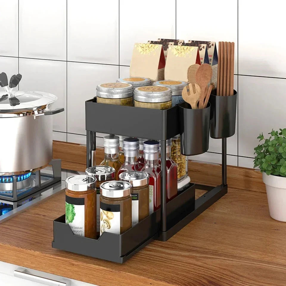 2 Layer Storage Basket Space Saving Organizer